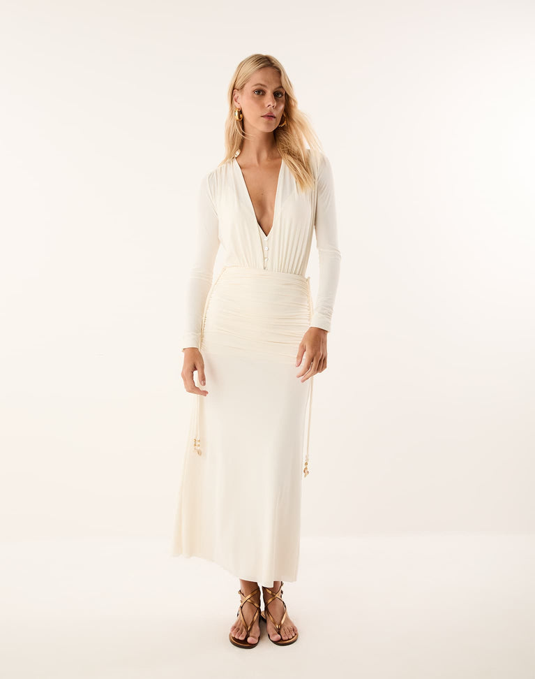 Davis Midi Skirt - Off White XS