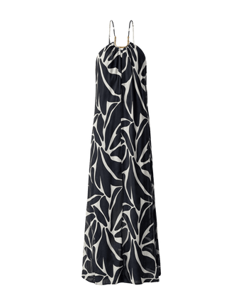 Emily Long Dress - Leafscape Blue