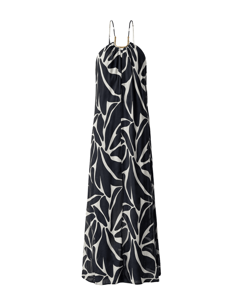 Emily Long Dress - Leafscape Blue XS