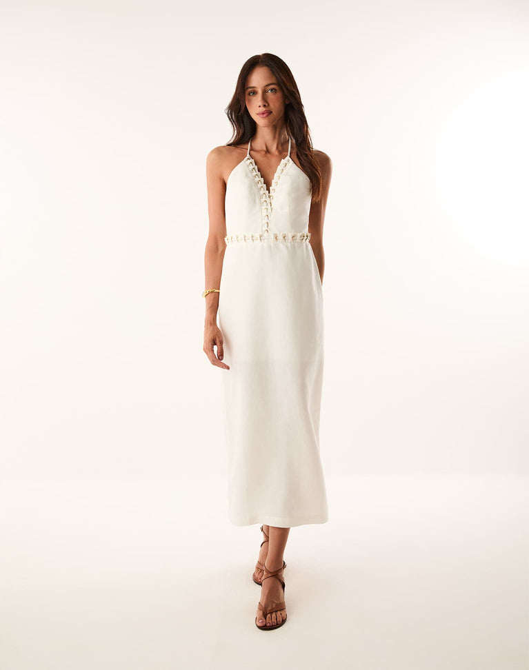Alba Midi Dress - Off White XS