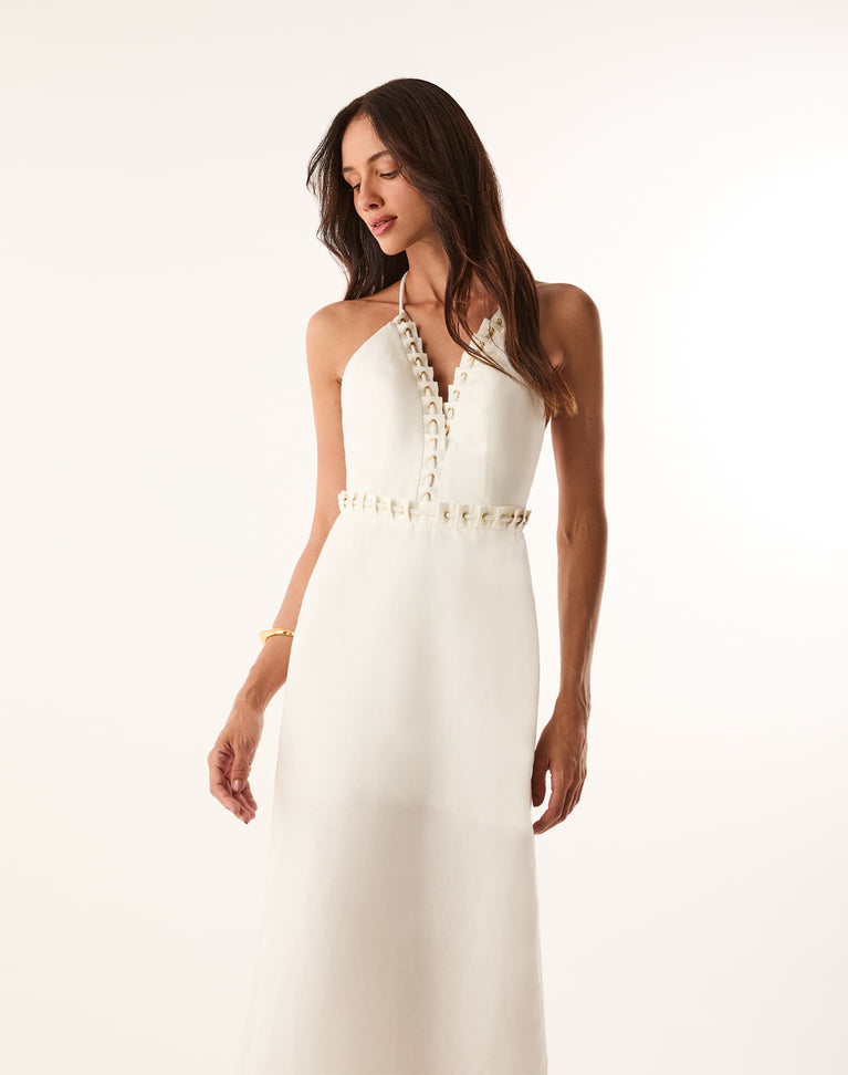Alba Midi Dress - Off White XS