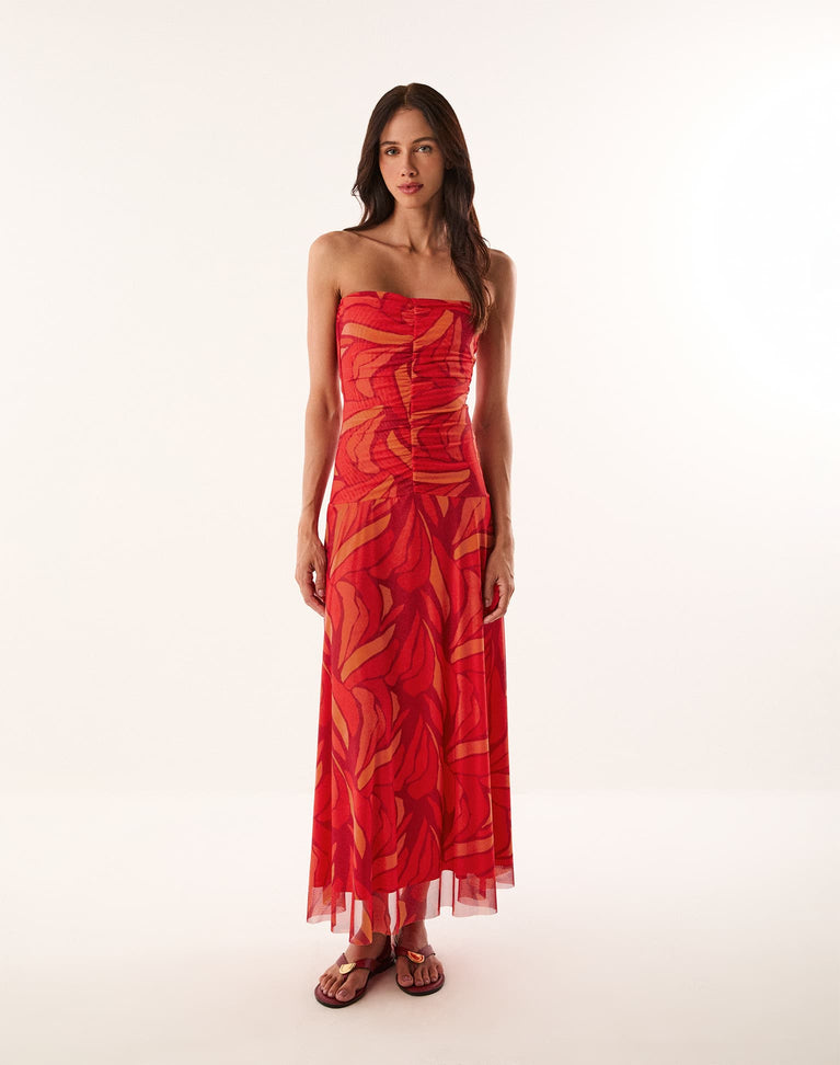 Athena Midi Dress - Red Petals XS