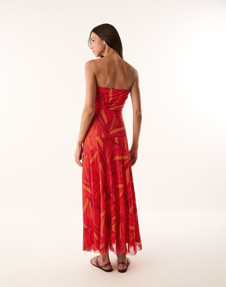 Athena Midi Dress - Red Petals XS