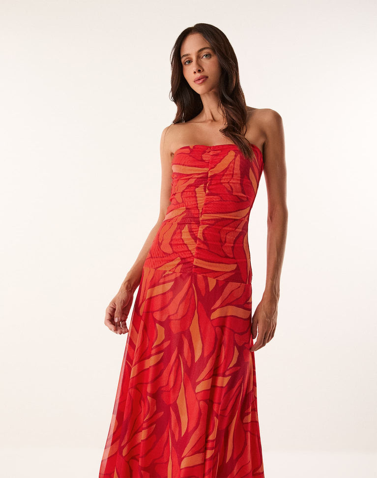 Athena Midi Dress - Red Petals XS