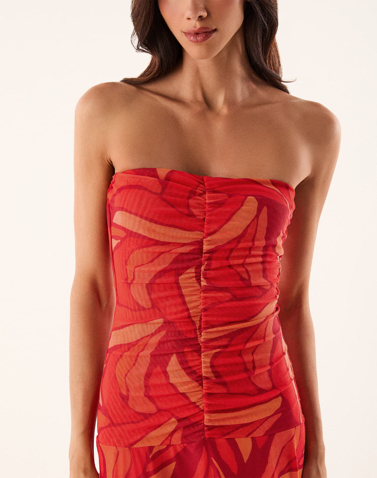 Athena Midi Dress - Red Petals XS