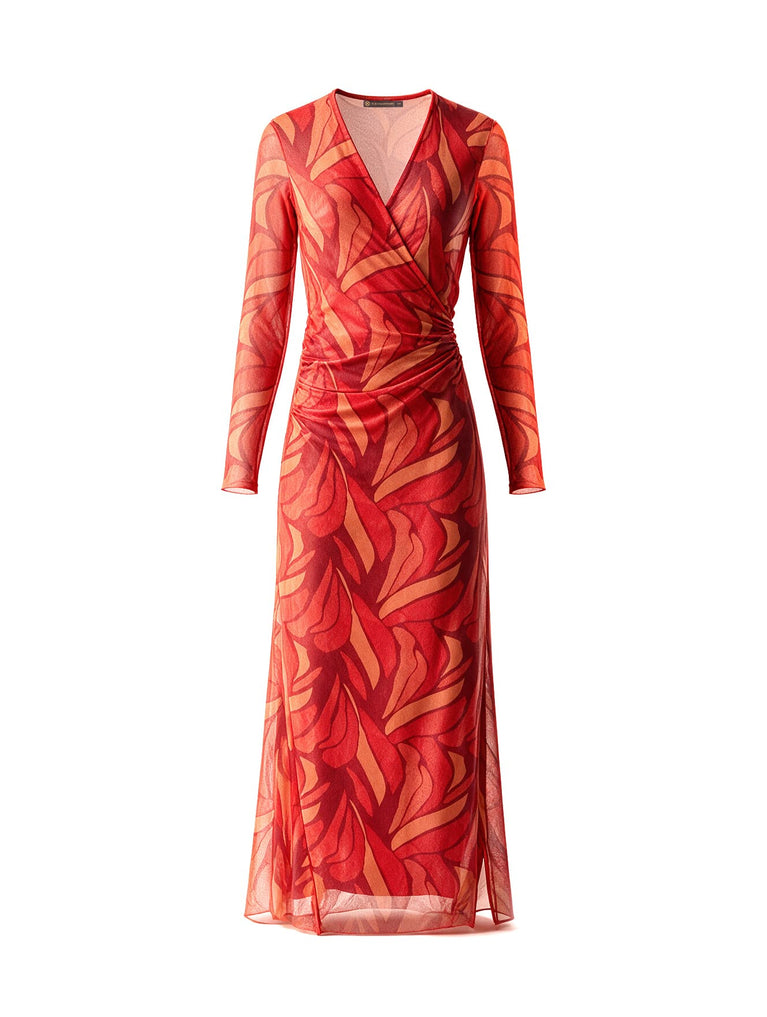 Ruama Long Sleeve Dress - Red Petals XS