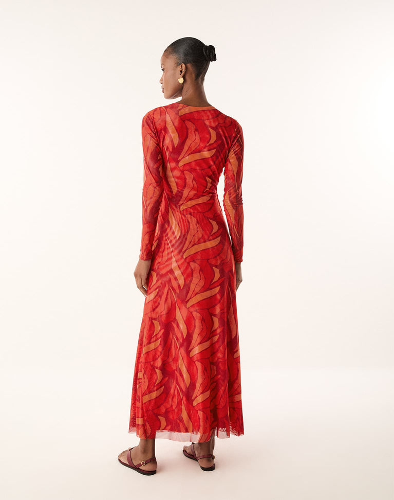 Ruama Long Sleeve Dress - Red Petals XS