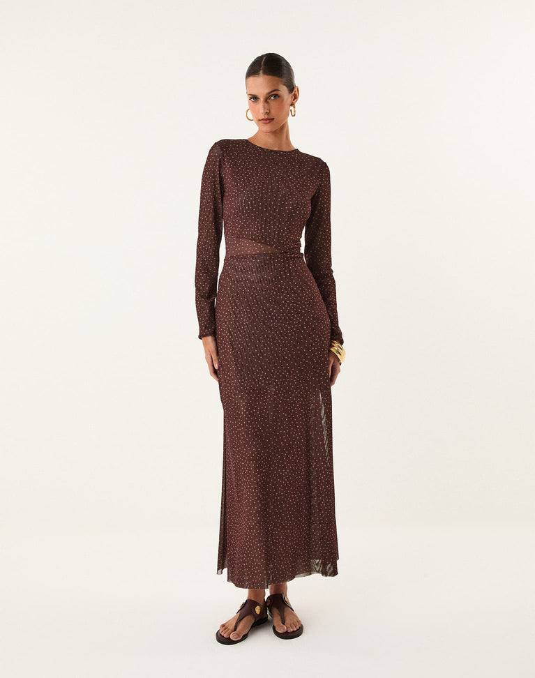 Nora Long Dress - Berry Dots XS