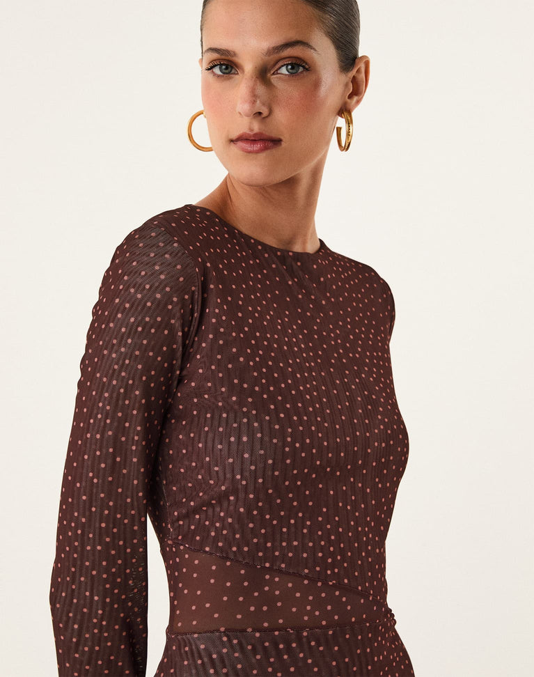 Nora Long Dress - Berry Dots XS