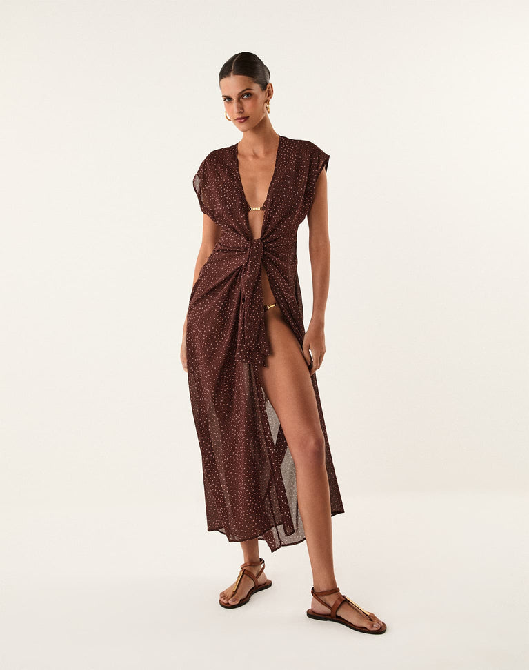 Sasha Long Cover Up - Berry Dots XS