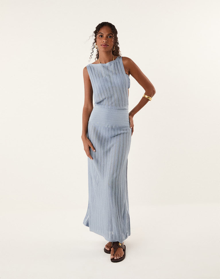 Knit Estela Long Cover Up - Seabird XS