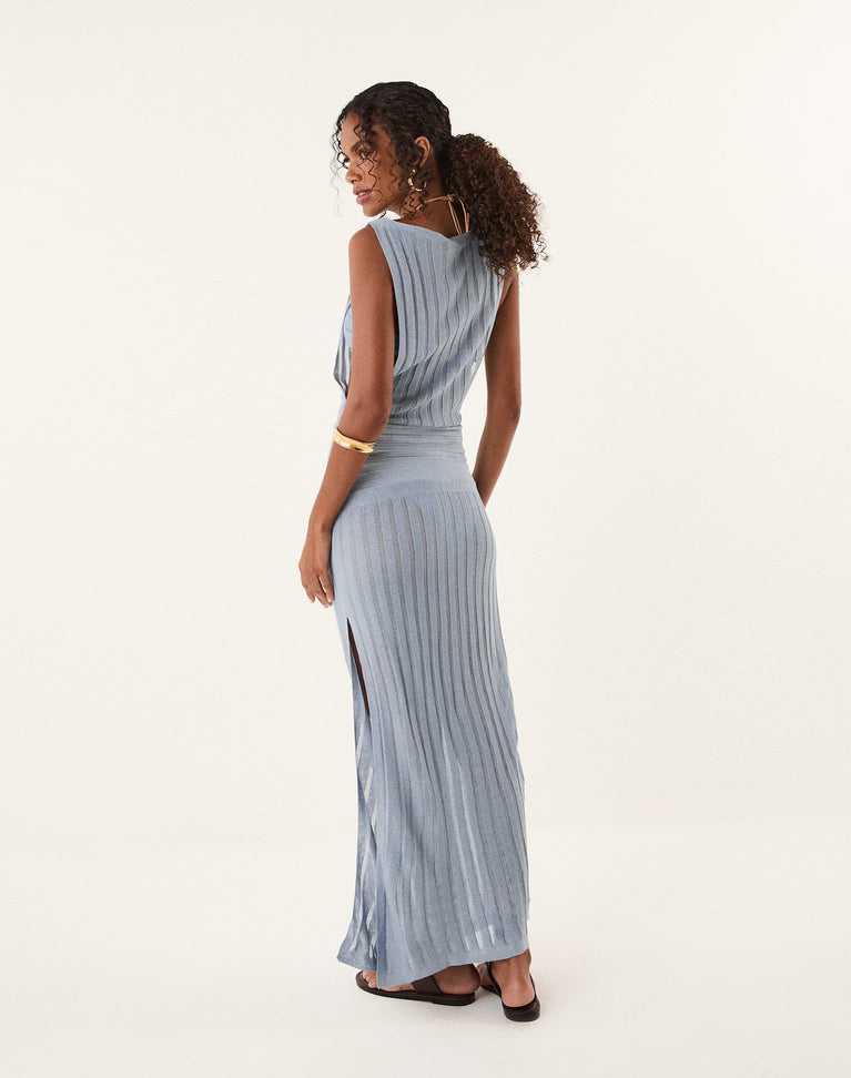 Knit Estela Long Cover Up - Seabird XS