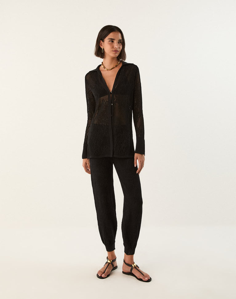 Knit Eiman Long Sleeve Shirt - Black XS