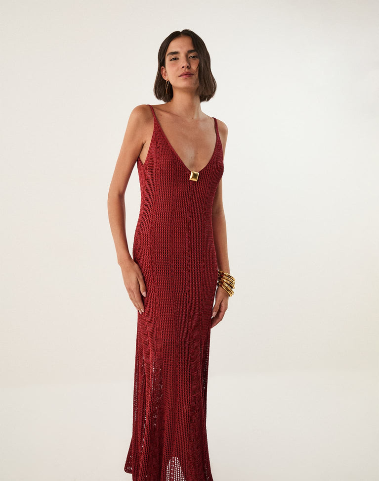 Women's Vix Paula Hermanny Knit Reese Long Dress - Burgeon - L