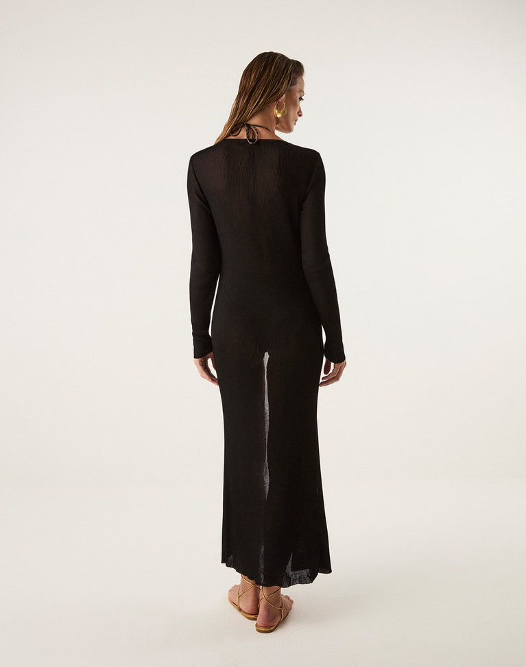 Knit Rosie Long Cardigan - Black