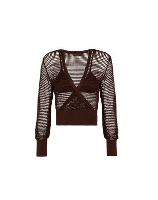 Knit Reese Long Sleeve Blouse - Mocha XS