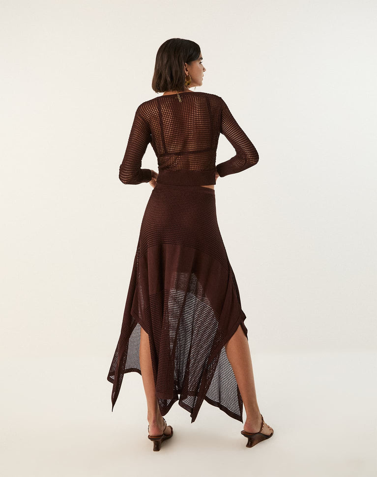 Knit Reese Long Sleeve Blouse - Mocha XS