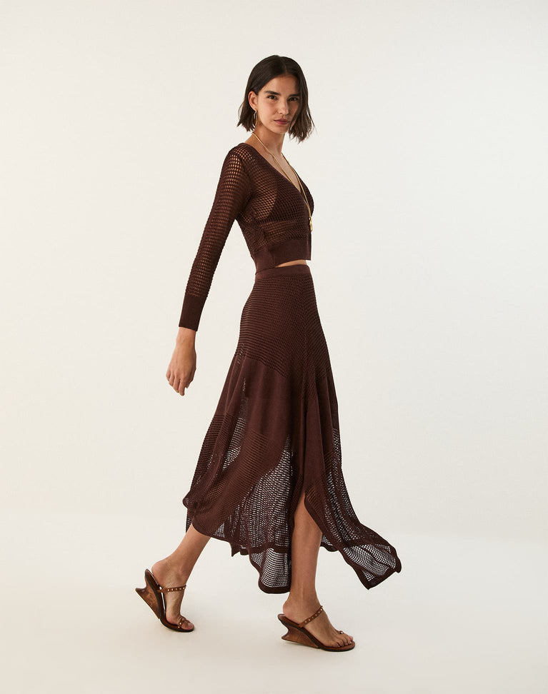 Knit Reese Long Skirt - Mocha XS