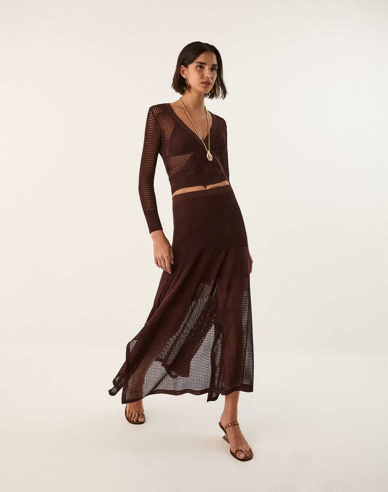 Knit Reese Long Skirt - Mocha XS