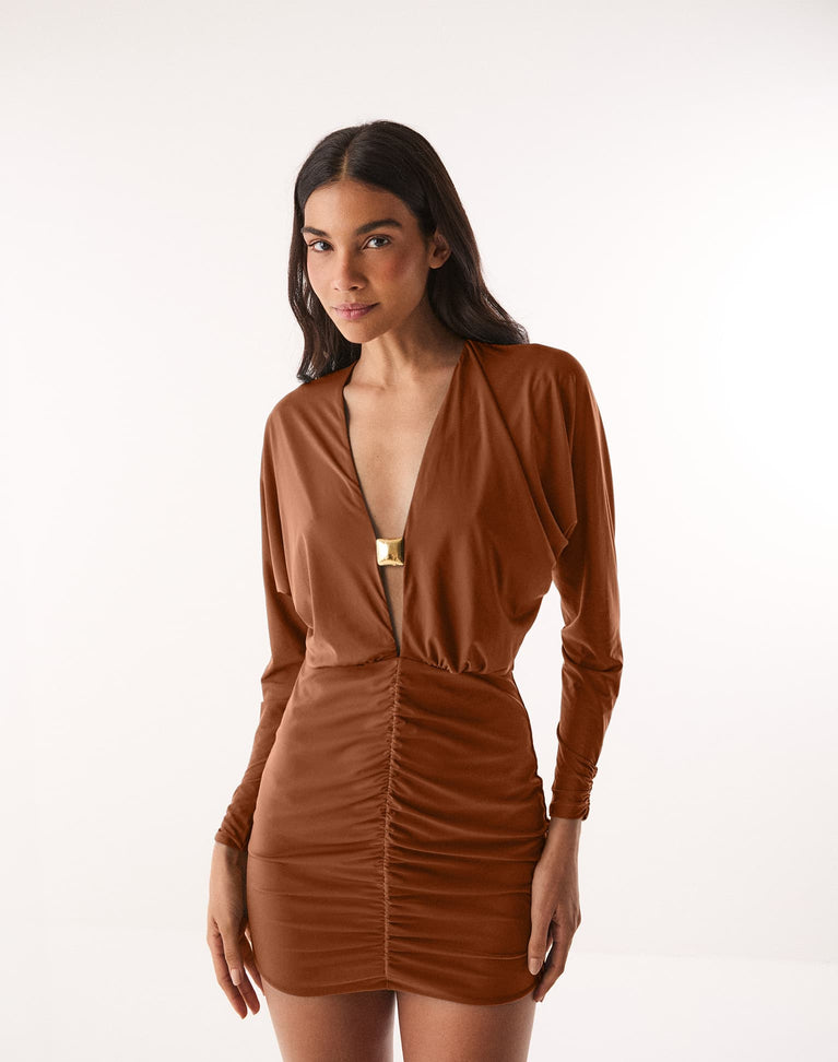 Iris Short Dress - Camel