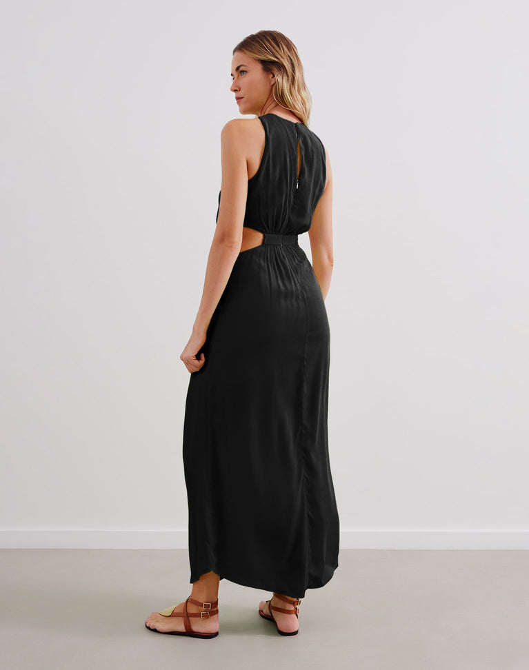 Nayara Detail Long Dress - Black