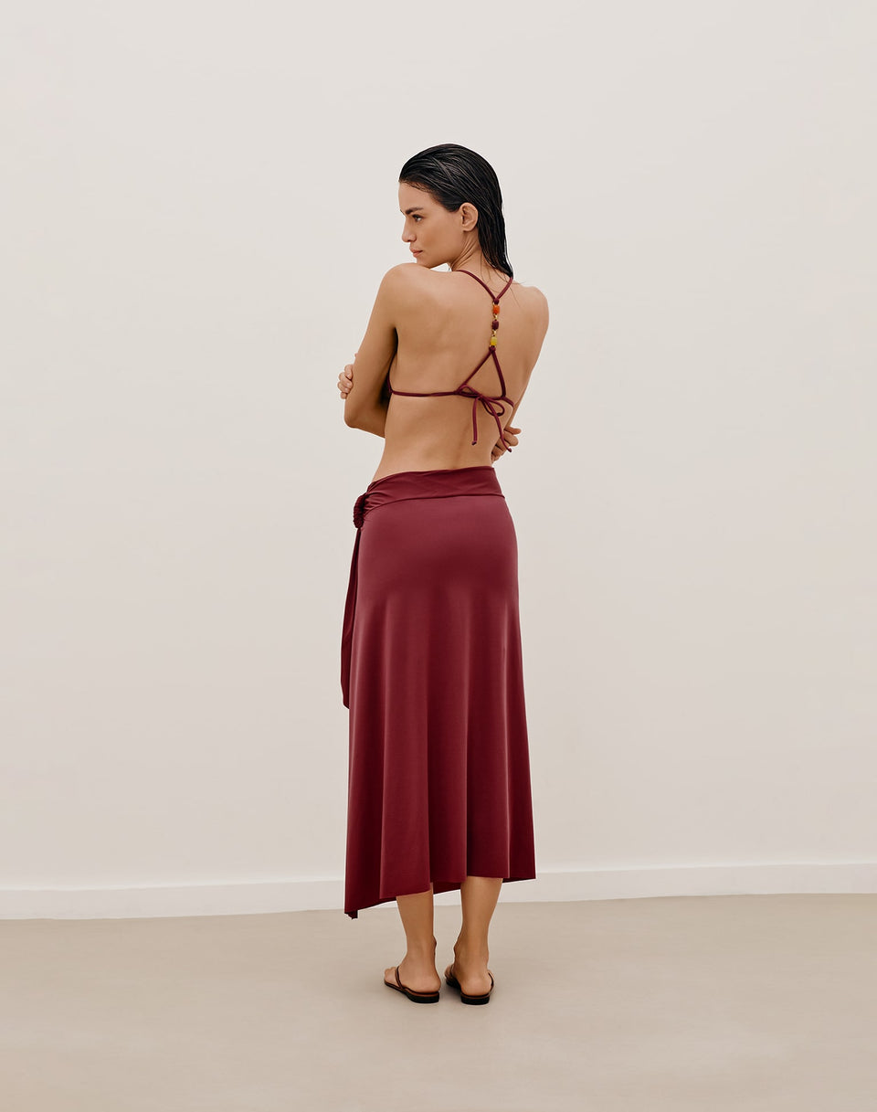 Alana Detail Midi Skirt (Final Sale) - Cranberry