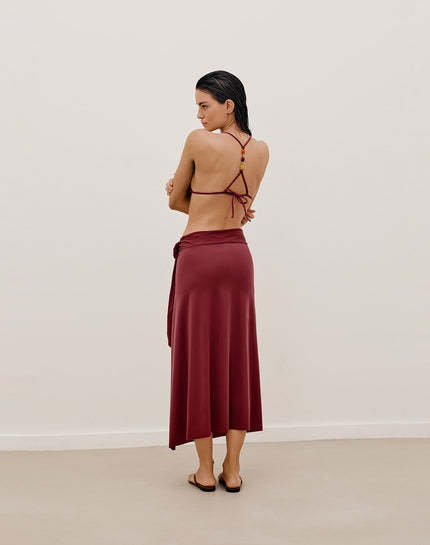 Alana Detail Midi Skirt (Final Sale) - Cranberry