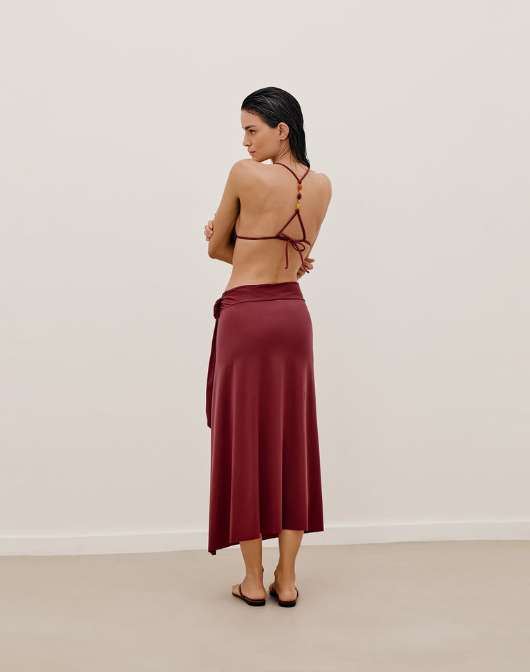 Alana Detail Midi Skirt (Final Sale) - Cranberry