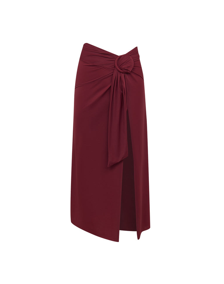 Alana Detail Midi Skirt (Final Sale) - Cranberry