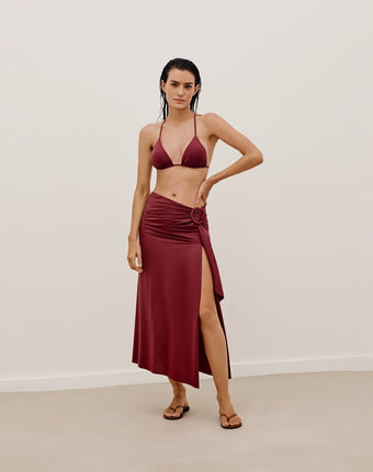 Alana Detail Midi Skirt (Final Sale) - Cranberry