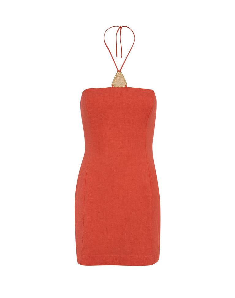 Amora Detail Short Dress - Tomato