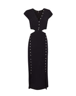 Angelina Detail Long Dress - Black