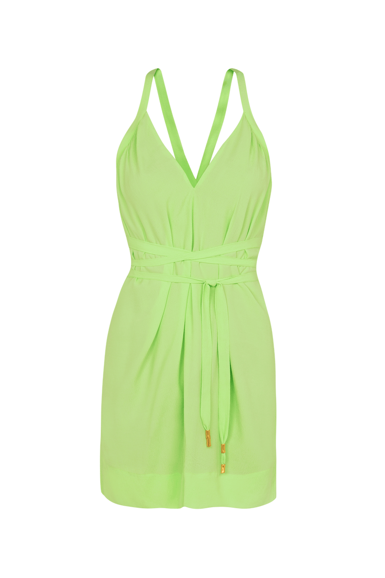 Audrey Detail Short Dress (exchange only) - Lime