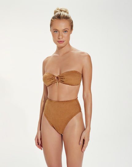 Scales Buttons Hot Pant Bottom - Toffee