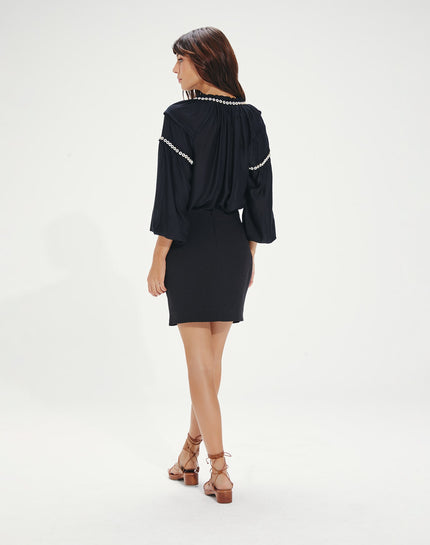Cami Detail Long Sleeve Blouse - Black