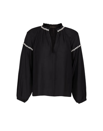Cami Detail Long Sleeve Blouse (Final Sale) - Black