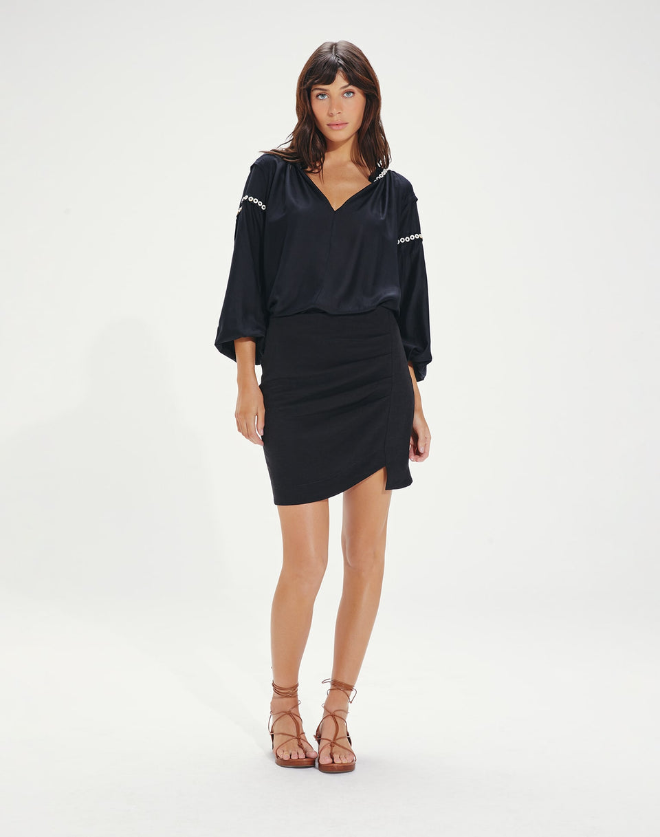 Cami Detail Long Sleeve Blouse (Final Sale) - Black