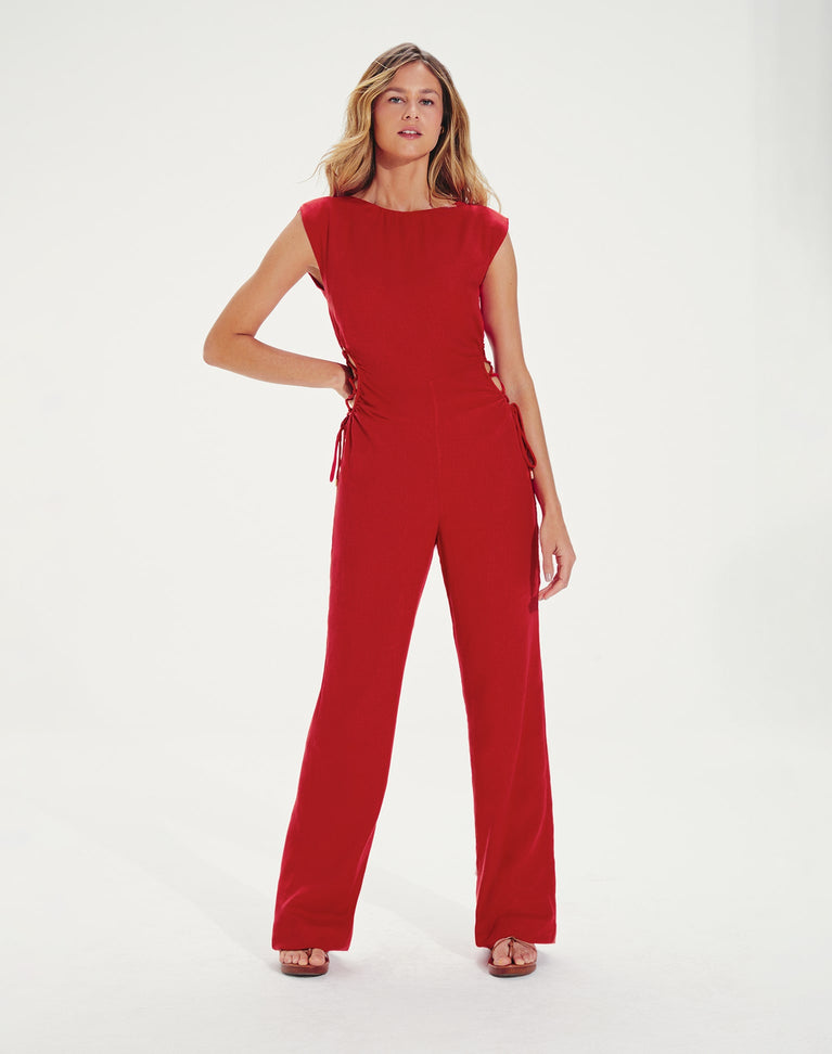 Carina Detail Jumpsuit (exchange only) - Red Pepper