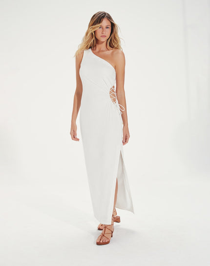 Carina Detail Long Dress - Off White