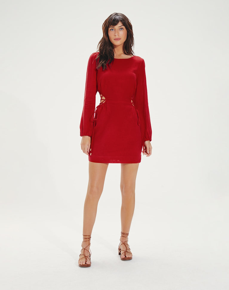 Carina Detail Short Dress (exchange only) - Red Pepper