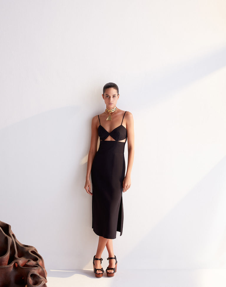 Francis Midi Dress - Black