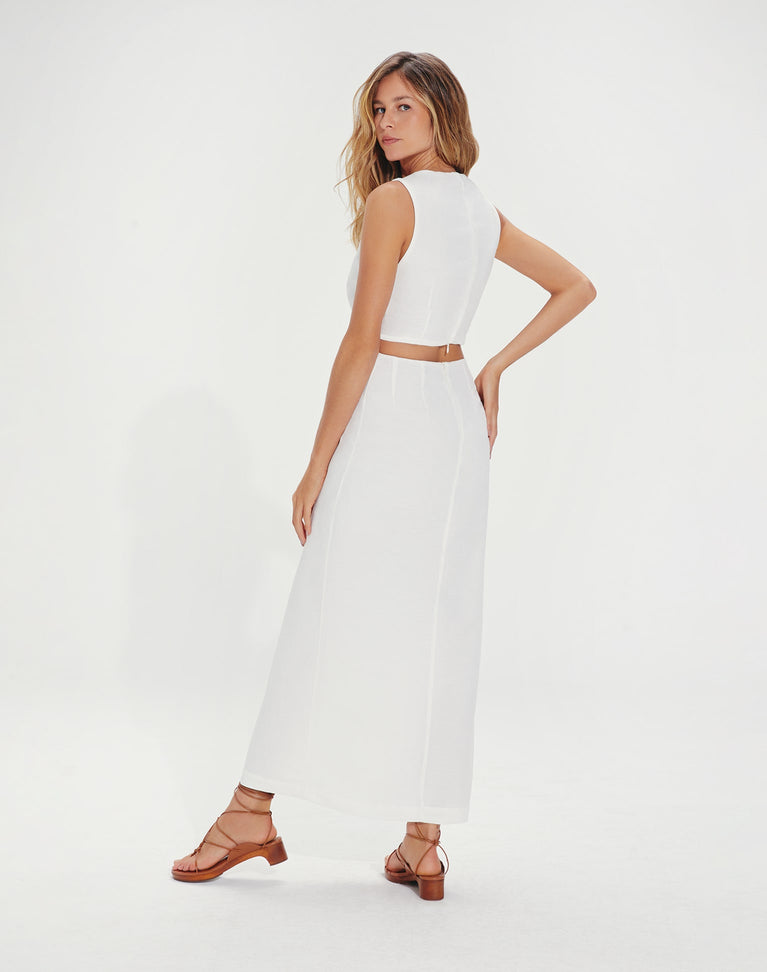 Gracie Detail Long Dress (exchange only) - Off White