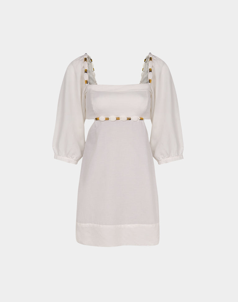 Isadora Detail Short Dress - Off White