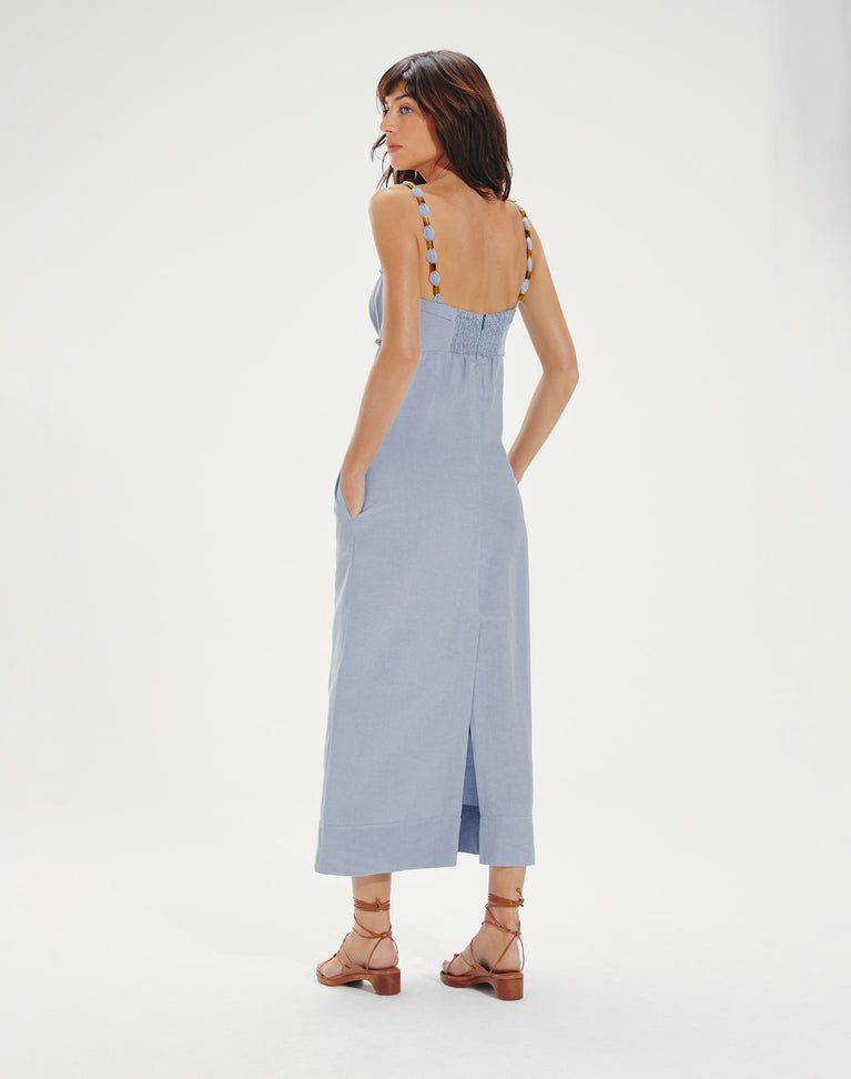 Isadora Detail Long Dress (exchange only) - Blue Jeans