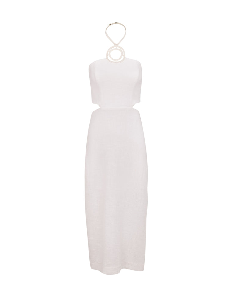 Jane Detail Long Dress - Off White