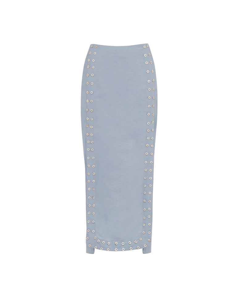 Lana Detail Midi Skirt - Blue Jeans