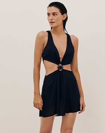 Rita Detail Short Cover Up (Final Sale) - Black