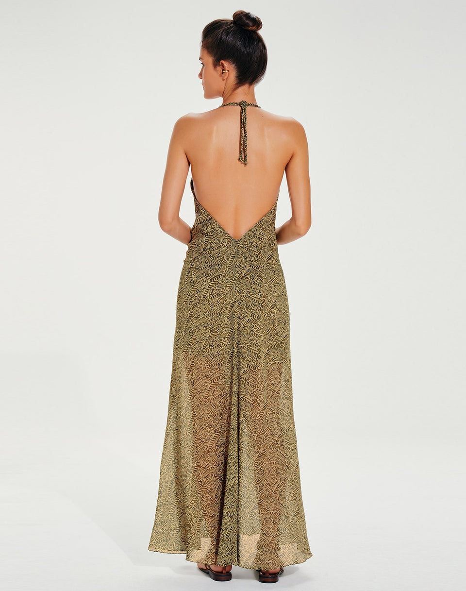 Scarf Long Dress (Final Sale) - Ortiz Green