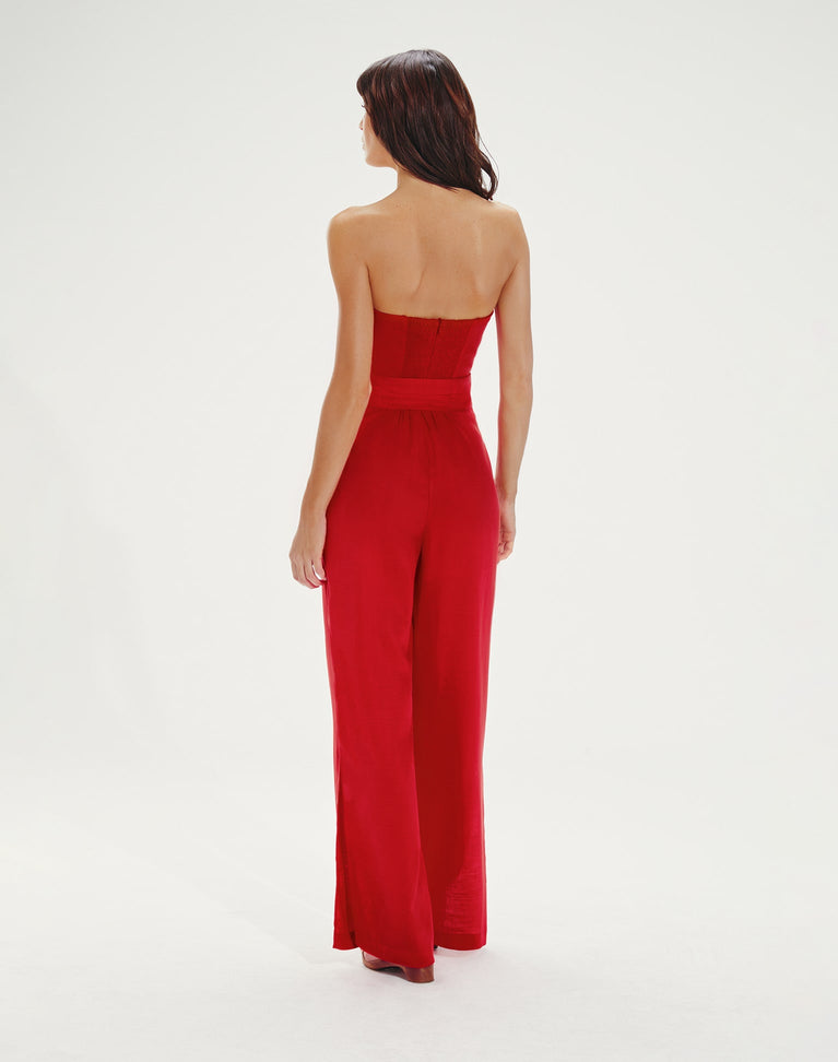 Serena Detail Jumpsuit (exchange only) - Red Pepper