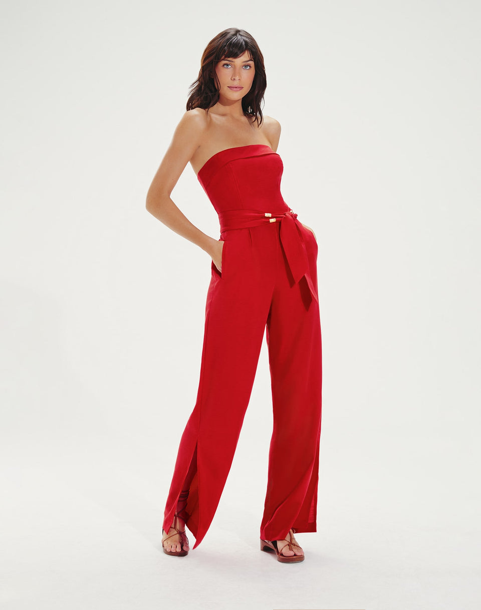 Serena Detail Jumpsuit (Final Sale) - Red Pepper